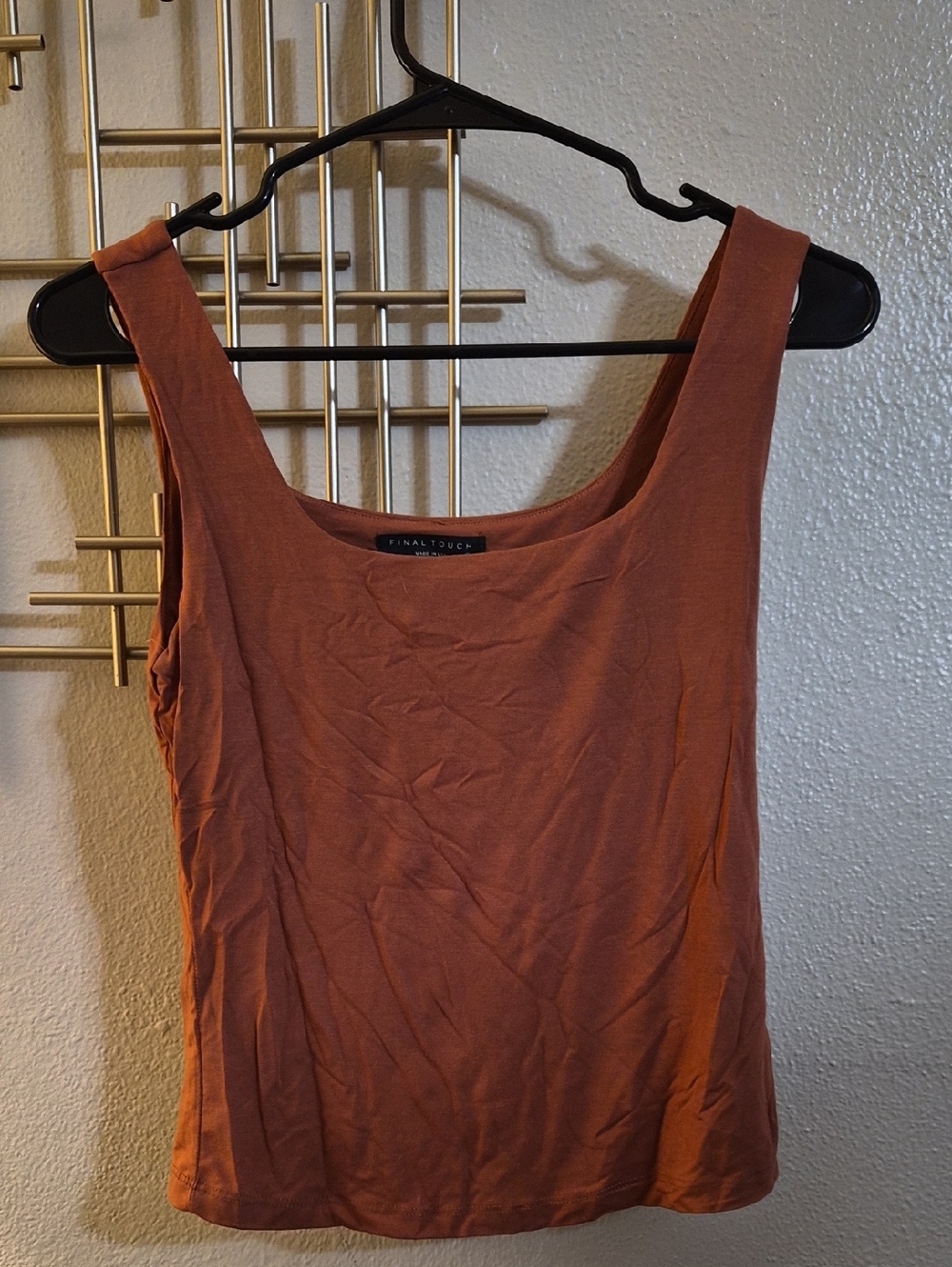 Final Touch Women’s Rust-Orange Scoop Neck Tank